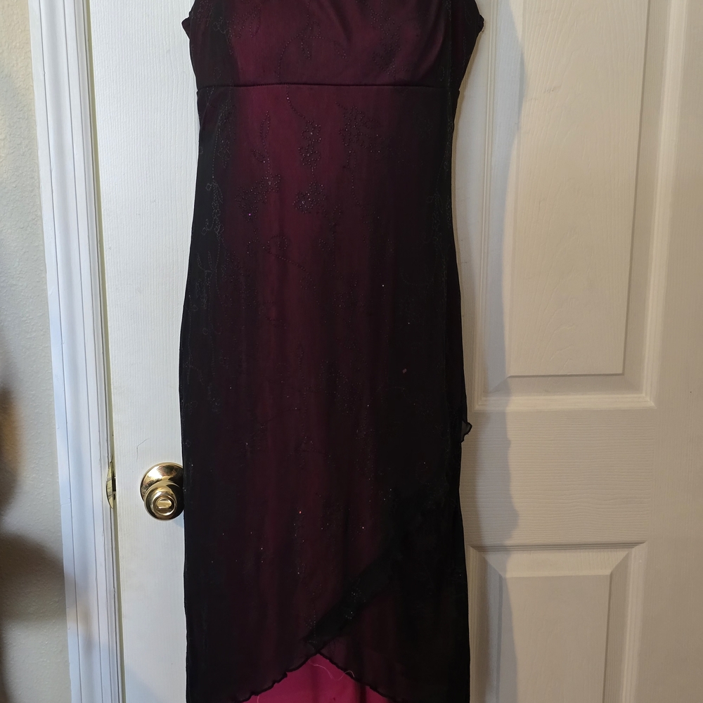 City Triangles Maroon and Black High Low Dress
